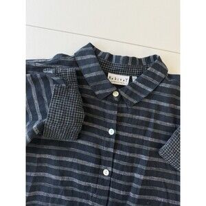 Habitat Clothes to Live In Top Tunic Large Stripe Linen Artsy Lagenlook NWT